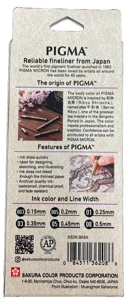 Sakura Pigma Pigment Ink Fineliner Black Sketch Set