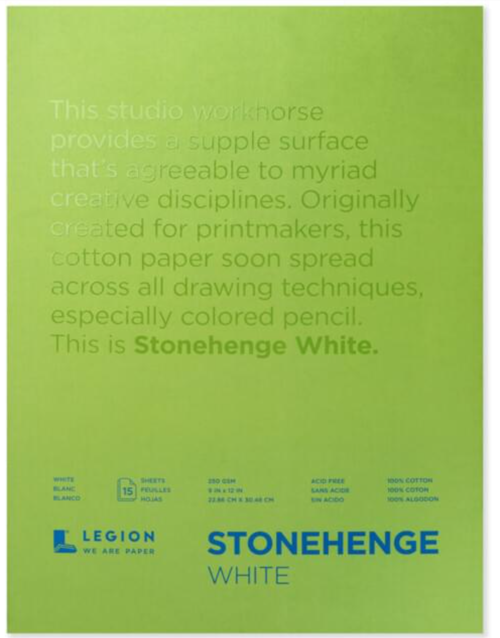 Stonehenge White Pad 9 x 12in 250gsm 15 Sheets