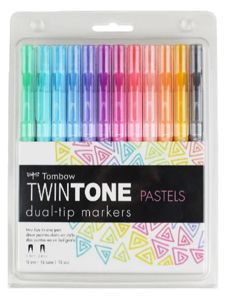 Tombow Twintone Pastels Dual Tip Markers 12 pieces