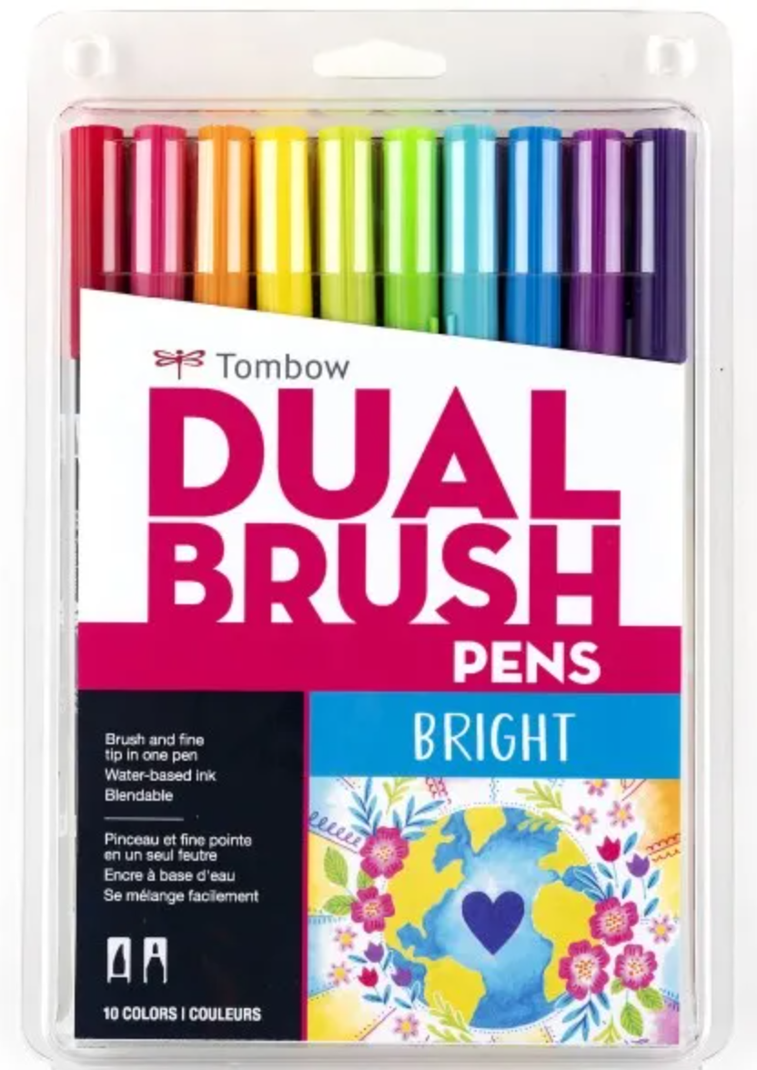 Tombow Dual Brush Pen Set Bright Palette 10 piece