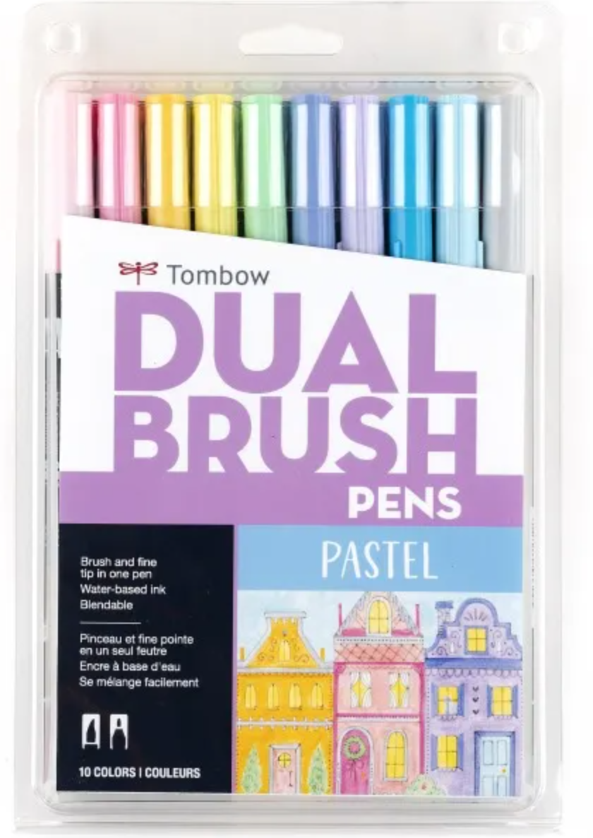 Tombow Dual Brush Pen Set Pastel Palette 10 piece