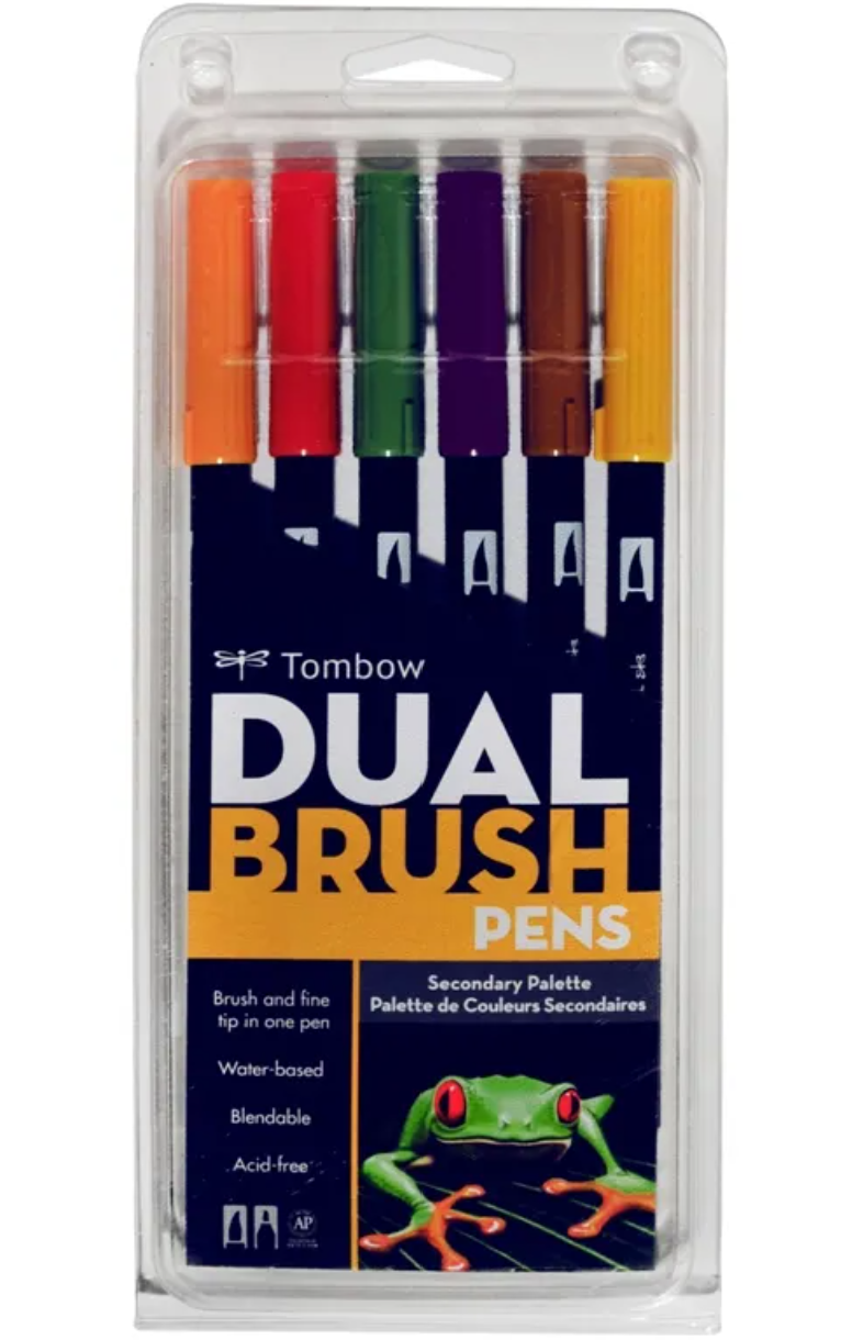 Tombow Dual Brush Pen Set Secondary Palette 6 piece