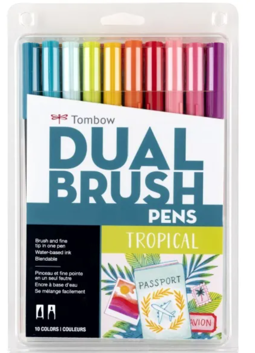 Tombow Dual Brush Pen Set Tropical Palette 10 piece