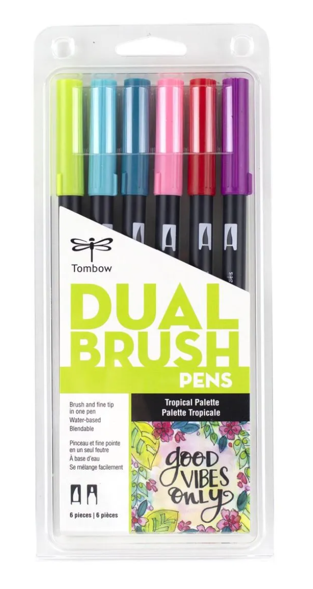 Tombow Dual Brush Pen Set Tropical Palette 6 piece